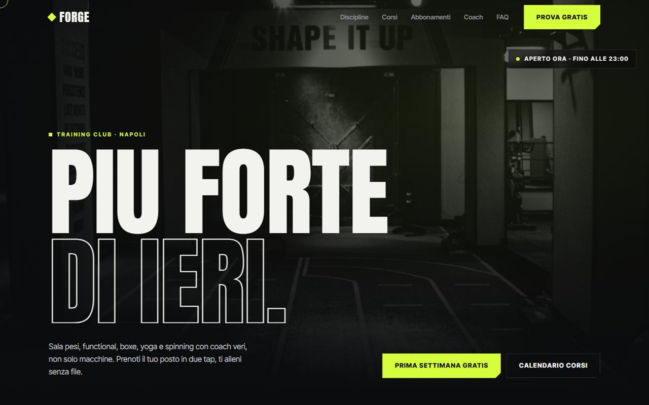 Anteprima FORGE Training Club